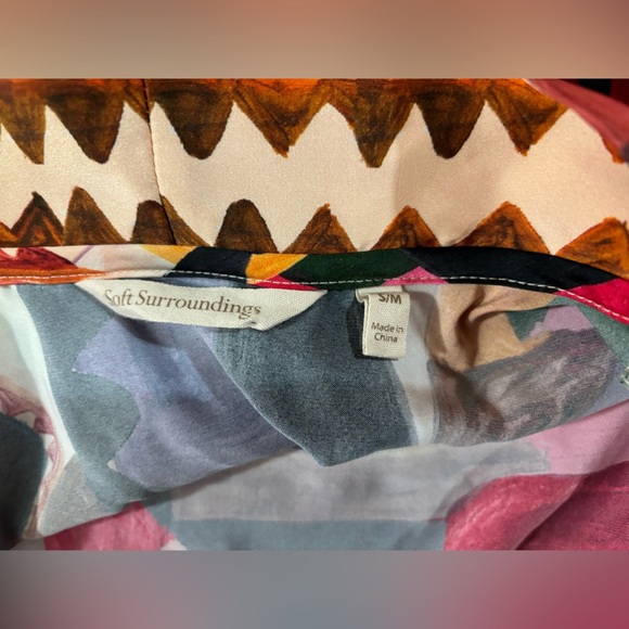 Soft Surroundings Margot Multi Geometric Open Front Kimono Sleeve Cardigan S/M - Picture 8 of 8